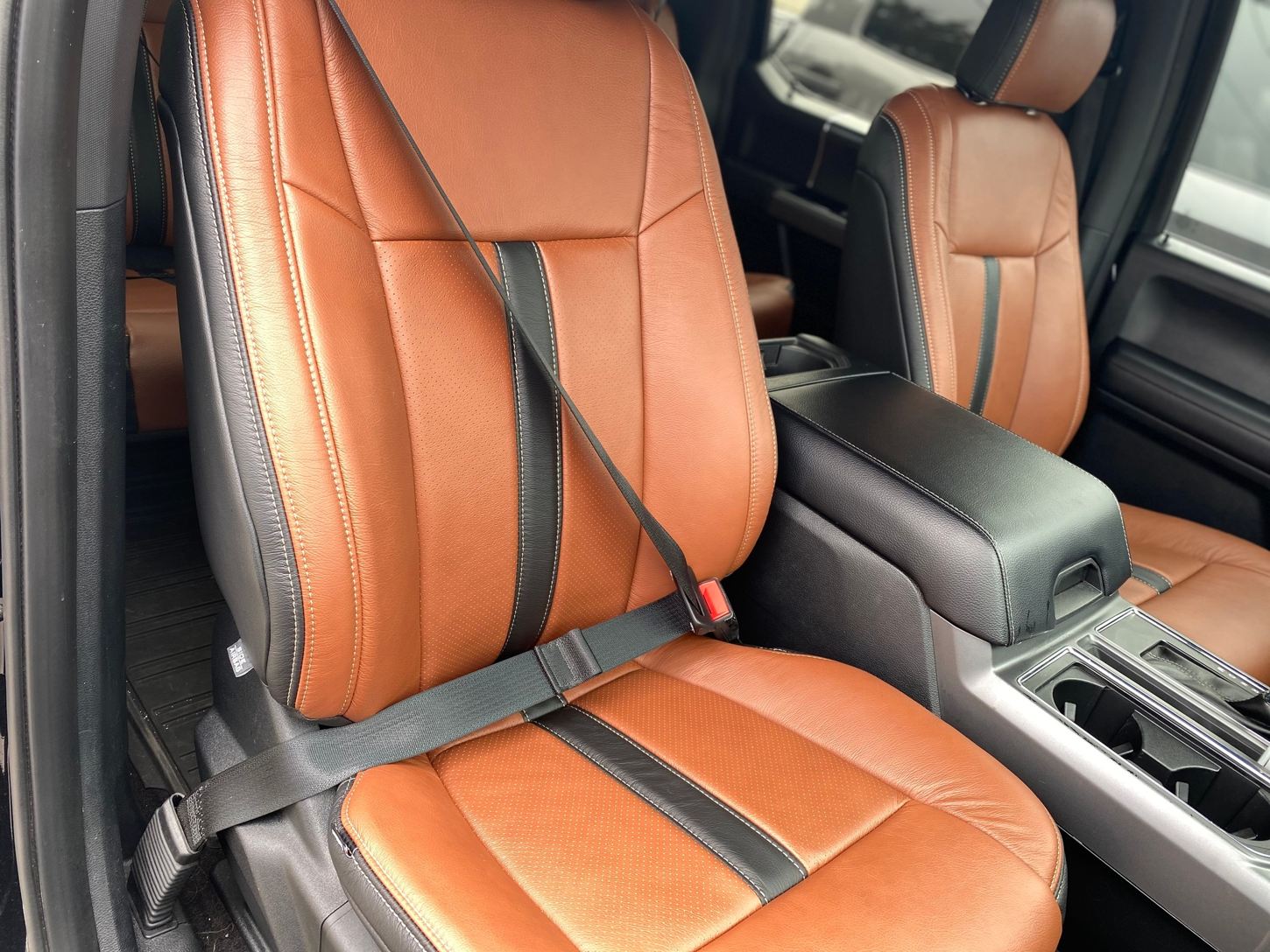 Cognac and black two-tone interior