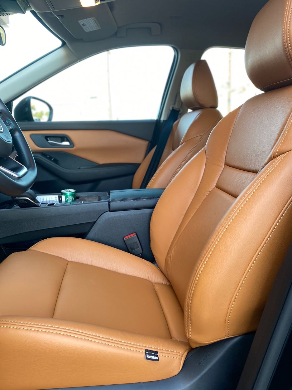 Tan leather truck interior